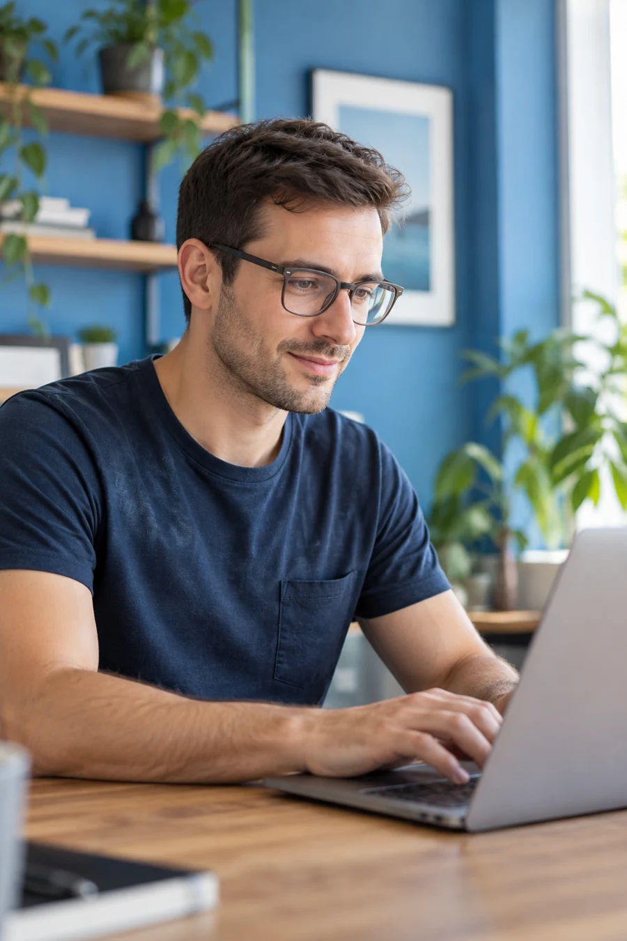 A developer working through an idea at a laptop